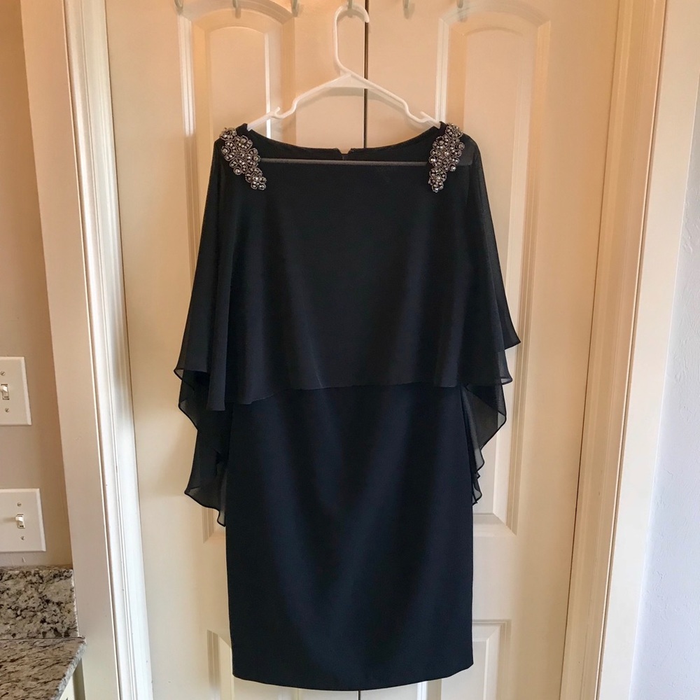 Black sheer cover dress with beaded appliqués